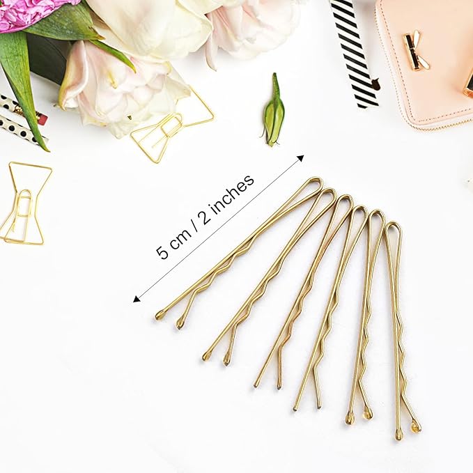MORGLES Blonde Hair Bobby Pins, 120PCS 2Inches Gold Hair Pins for Women with Box