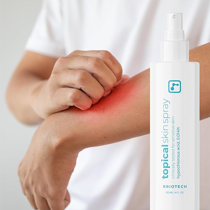 BRIOTECH Topical Skin Spray, Hypochlorous Acid Spray for Body & Face, HOCl Facial Mist, Support Against Irritation, Redness, Packaging May Vary, 4oz (2 Pack)