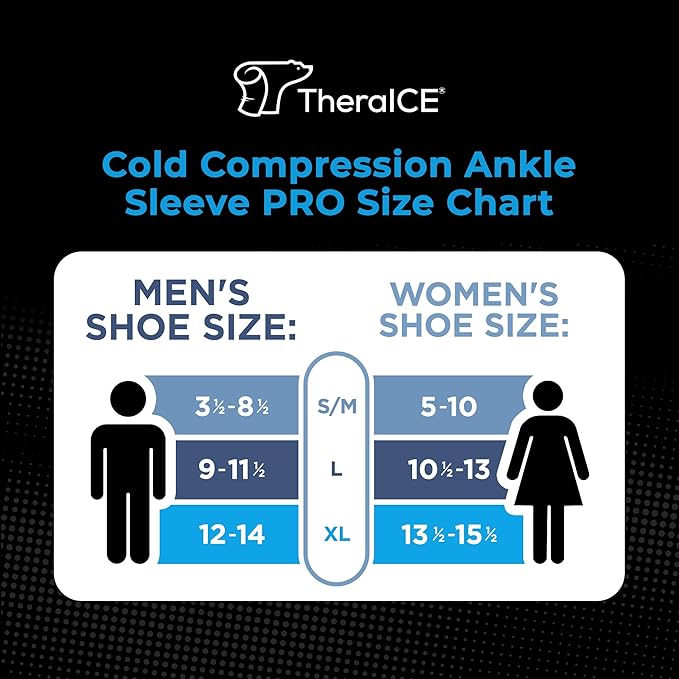TheraICE Ankle Ice Pack Wrap PRO for Swelling & Sprained Ankle Brace for Women & Men, Cold Therapy Support Compression Socks, Plantar Fasciitis & Achilles Tendonitis Relief, Sore Feet & Heel