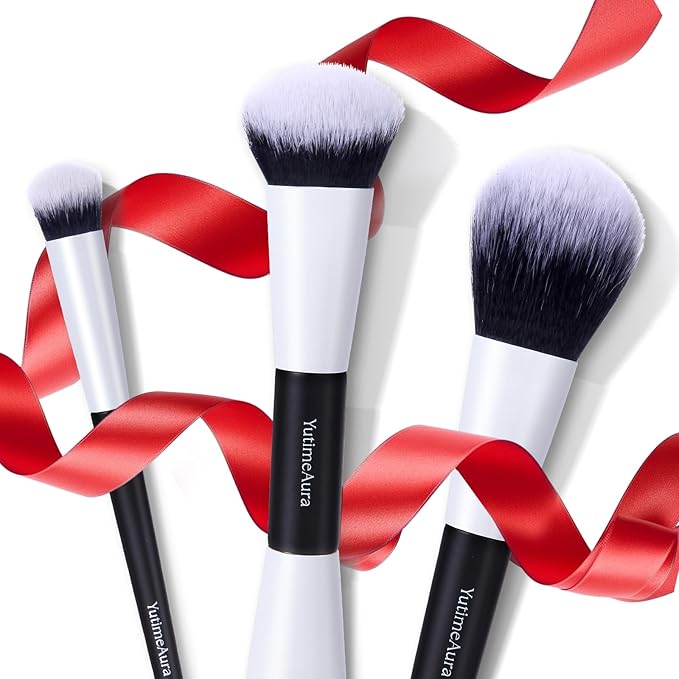 YutimeAura Makeup Brush Set 10pc, Dual-Ended Makeup Brushes For Bronzer, Contour, Eyeshadow, Blush, Concealer, Foundation