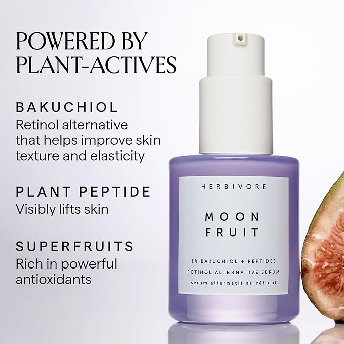 HERBIVORE Bakuchiol Retinol Alternative Moon Fruit Face Serum EXTRA STRENGTH – 1% Bakuchiol + Peptides, Smooths Skin, Reduces Fine Lines & Wrinkles, Plant-based, Vegan, Cruelty-free, 30mL / 1 oz