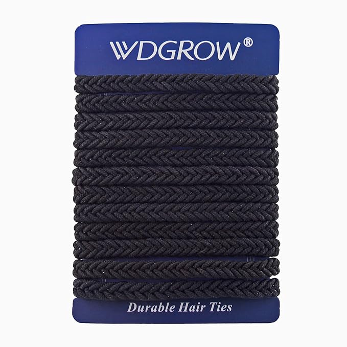 Large Braided Mens Hair Ties, Man Hair bands for Longhairs Men Bun, Black Pony Tails Ties for Women,Guys, Bracelet Hair Tie,For Thick and Thin Hair,12 Packs,Durable (Black)