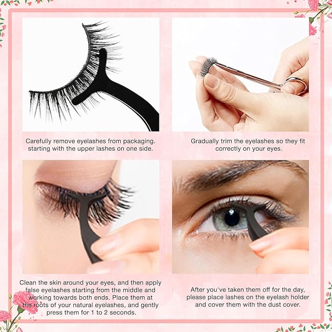 Self Adhesive Eyelashes Natural Look False Eyelashes Reusable Self Stick Lashes No Glue Needed 5 Pairs Waterproof Lashes Mixed (Black 02)