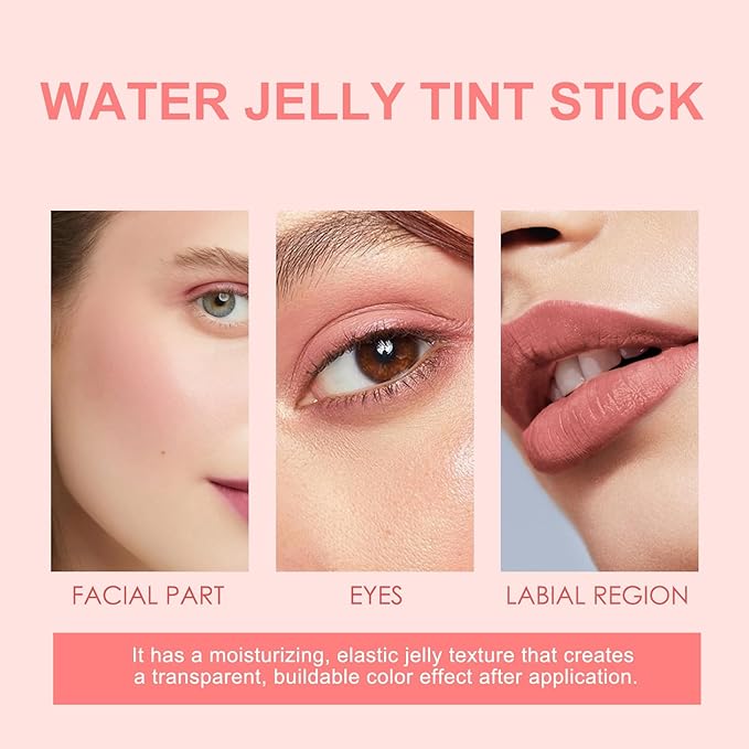 Milk Jelly Blush Stick, Milk Cooling Water Jelly Tint, Moisturizing Sheer Lip and Cheek Stain,Vegan,Cruelty Free. (Red)