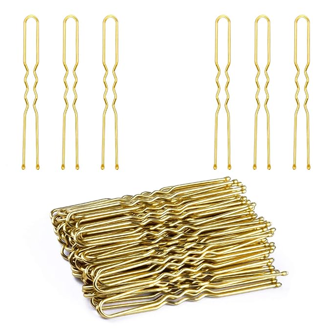 U Shaped Hair Pins, IKOCO 2.4inch Bun Hair Pins for Women with Storage Box, Golden