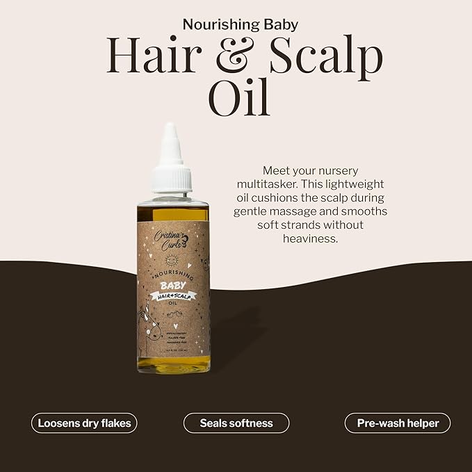Cristina's Curls Nourishing Baby Hair & Scalp Oil – Lightweight Massage Oil To Loosen Dry Flakes And Seal Softness