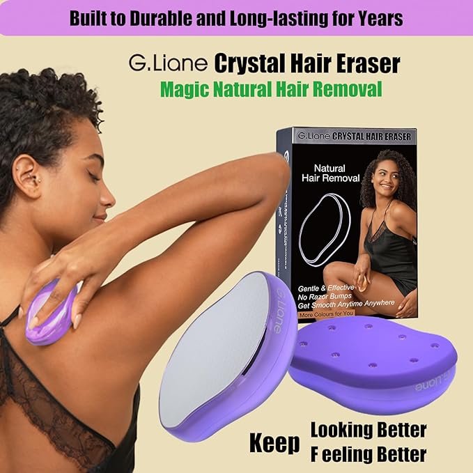 Crystal Hair Eraser,Upgraded Painless Crystal Hair Remover,Effective Nano Glass Hair Removal Device and Skin Exfoliation,Body Epilator for Women and Men(Violet)