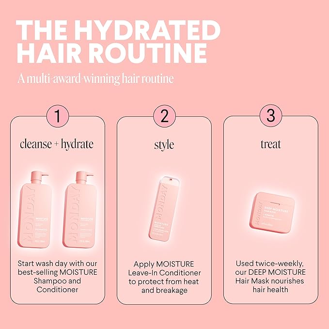 MONDAY HAIRCARE Moisture Shampoo + Conditioner Bathroom Set (2 Count) 27 oz Each for Dry, Coarse, Stressed, Frizzy Hair, Made with Coconut Oil, Rice Protein, Shea Butter and Vitamin E