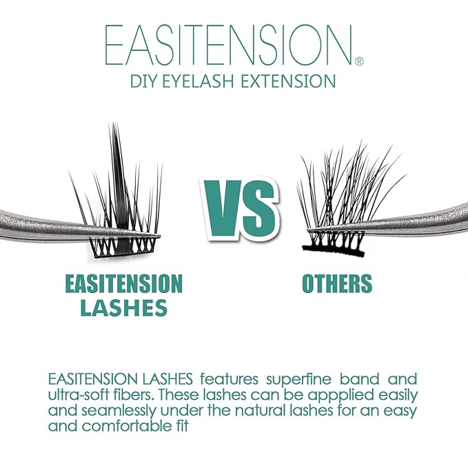 DIY Eyelash Extension, 3D Effect Glue Bonded Band Individual Lash 48 Clusters Volume Lashes Set, Home Eyelash Extension, C curl Lashes Pack 16MM-Spikes-48 Clusters