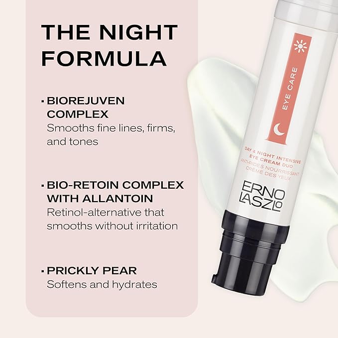 Erno Laszlo Day & Night Anti-Wrinkle Intensive Eye Cream, Mature Skincare, Anti-Aging Eye Cream Helps with Dark Circles, Fine Lines, Crow’s Feet, 2 x 0.27 Fl. Oz.