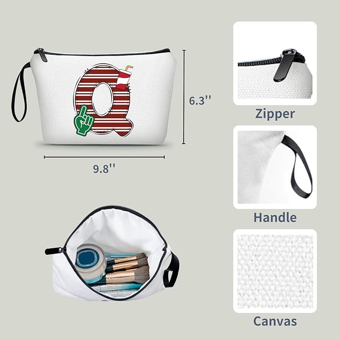 ARIOSEY Football Initial Birthday Graduation Gifts Cosmetic Travel Toiletry Bags Football Accessories Party Favors for Women Girls Daughter Niece Team Coach Friends -Q