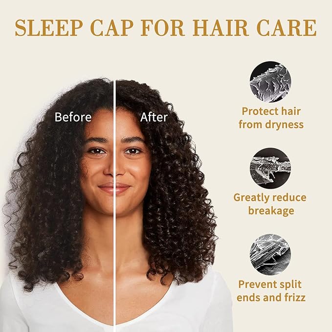 Fittia Satin Hair Bonnet for Sleeping, Silky No Frizzy for Curls Care, Adjustable Strap for Non-Slip, Dreadlocks Cap for Women&Men Mustard Yellow