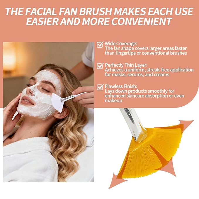 6PCS Fan Brush,Facial Brushes Esthetician,Fan Facial Mask Applicator Tools Soft Makeup Brushes Cosmetic Tools, Multipurpose Facial Mask Brushes for Estheticians and Home Use(3 colors）