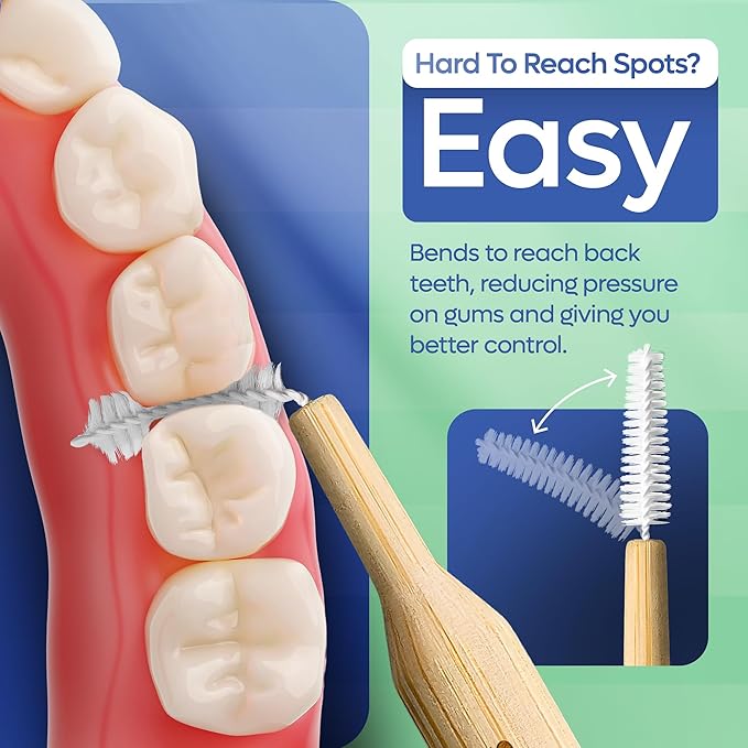 SmartLifeco Bamboo Interdental Brushes (10 Count) - Eco-Friendly Proxabrush, Reusable Dental Picks, Flexible Soft Bristles, Superior Gum & Teeth Cleaning, Toothpicks for Braces, PikStik - Regular