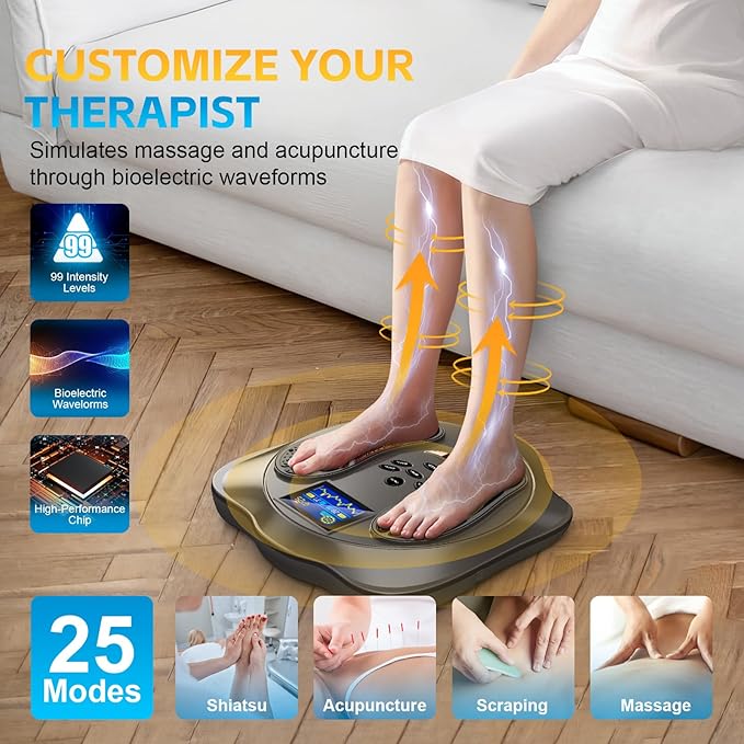 Electric Foot Stimulator, EMS & TENS Foot Massager for Neuropathy, Electric Feet Blood Circulation Machine, Improves Circulation,Relieves Body Pains