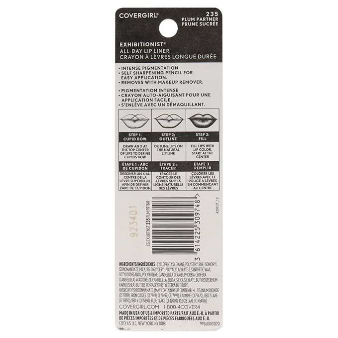 COVERGIRL Exhibitionist Lip Liner, Plum Partner 235, 0.012 Ounce