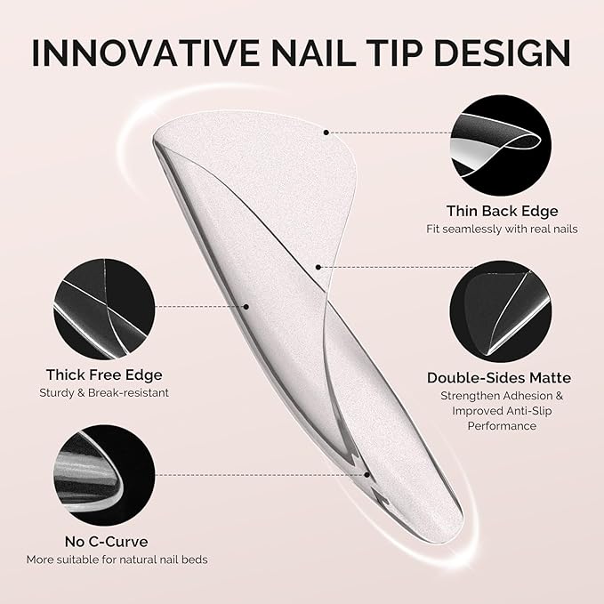 MelodySusie Square Toe X Nail Tips - 300Pcs 15 Sizes Clear Acrylic, Full Matte Full Cover Press on Nails for DIY Extension & Salon Use,Pre-Shaped for Long-Lasting Manicure
