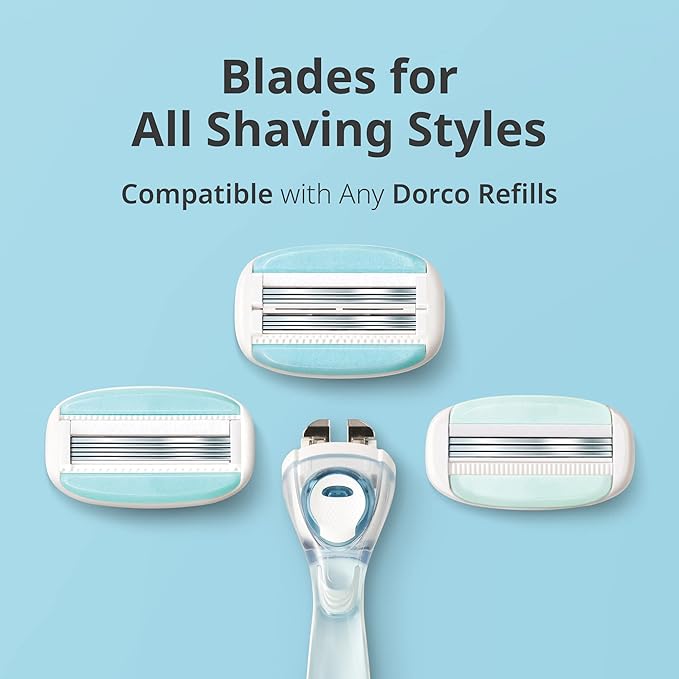 DORCO eve Pack of 5 Razors for Extra Smooth Shaving (No Razor Handle, 8 Piece Razor Blade Refills), Razors for Shaving with Aloe Vera Moisture Bar, Interchangeable Cartridge for Sensitive Skin