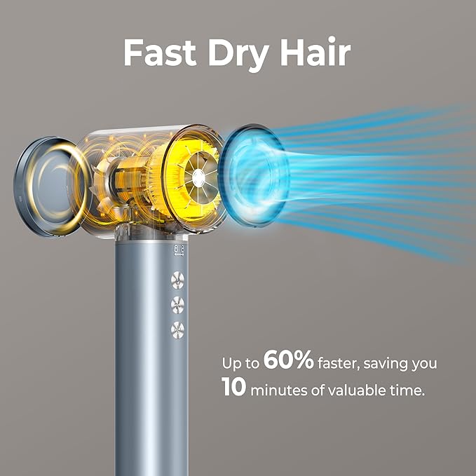 Hair Dryer Brush 5 in 1 Autowrap Hot Air Hair Styler with High-Speed Aluminum Alloy Blow Dryer Brush Volumizing, Straightening & Fast Drying with Negative Ion, No Heat Damage (Blue Silver)