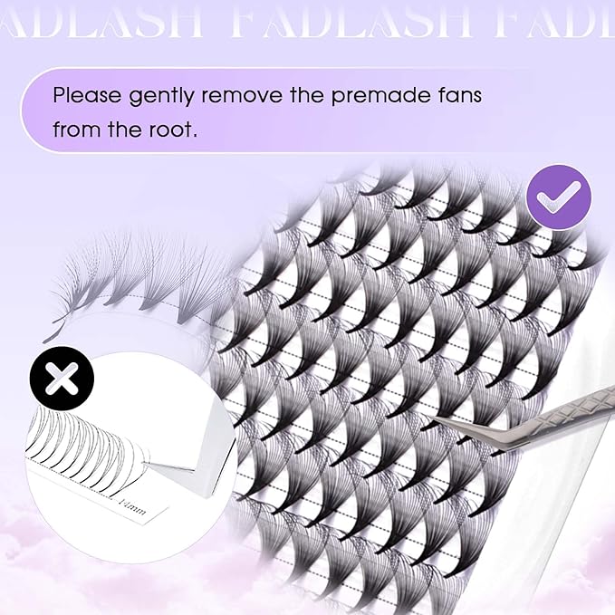 FADLASH Premade Lash Fans D Curl Premade Fans Eyelash Extensions 20D 0.07 Volume Lash Fans Premade Handmade Premade Lash Extensions Fans (20D-0.07D-14mm)