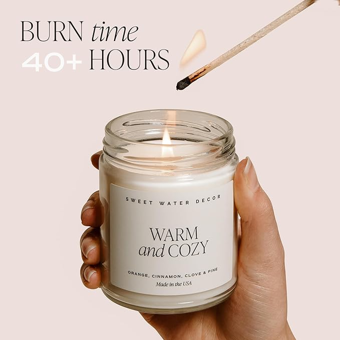 Sweet Water Decor Stress Relief Soy Candle - Lemon, Eucalyptus, Mint, Jasmine Scented Relaxing Candles for Home - 9oz Clear Jar + Gold Lid, 40+ Hour Burn Time, Made in The USA