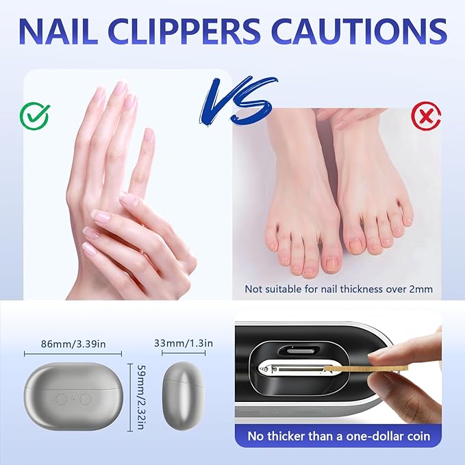 Electric Nail Clippers Seniors，3 in 1 Easy Clip Electric Nail Clippers，2 Speeds, Magnetic Cover, USB Charging,Polisher with LED Light, & Nail Scraps Storagefor Seniors, Adults, Kids