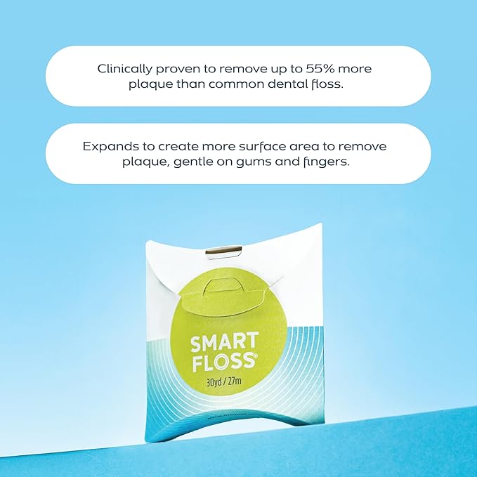 DrTung's Smart Floss - Natural Floss, PTFE & PFAS Free Floss, Gentle on Gums, Expands & Stretches, BPA Free - Natural Dental Floss Cardamom Flavor (Pack of 9)