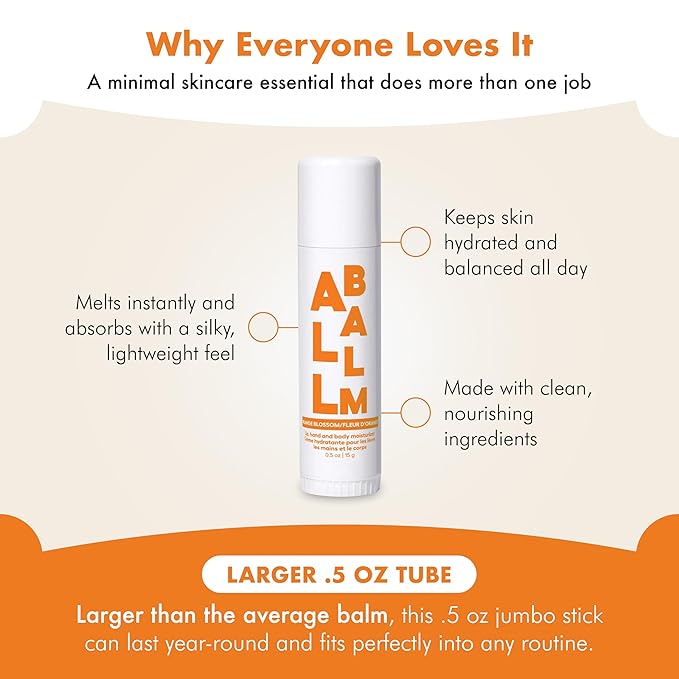 Zizia Orange Blossom Neroli Multi All Balm Stick – Moisturizing, Hydrating Stick for Lips, Hands & Body with Shea Butter, Jojoba Oil, Aloe Vera, Calendula Beauty Moisturizer, Travel Essentials 0.5 oz