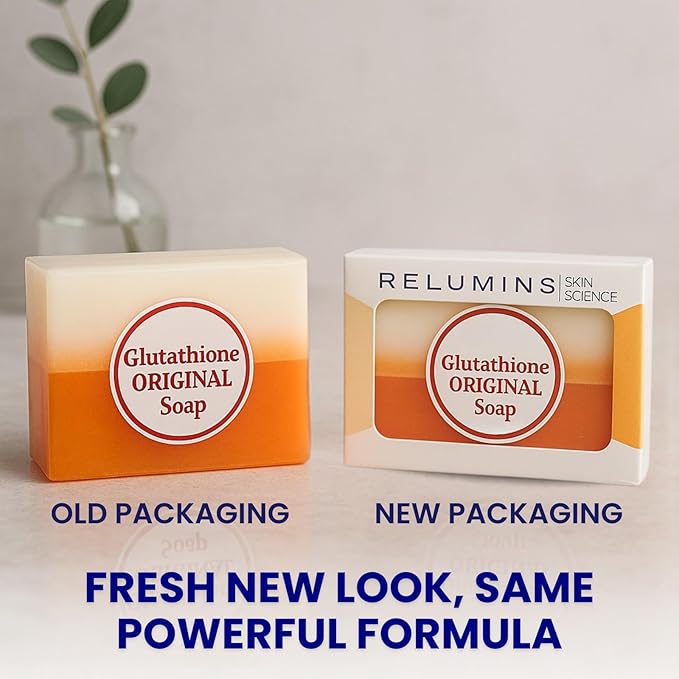Relumins Glutathione Soap Bars - New Year, New You Glow Deep Cleansing & Hydrating Soap for Smooth, Refreshed Skin - Gentle Exfoliating Formula for Face & Body - 150g Bar