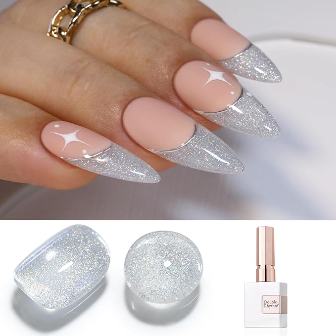 Double Rhythm 15ML Glitter Gel Polish Shimmer Reflective Holographic Color Magnetic for Nail Art Salon DIY at Home (B1136)
