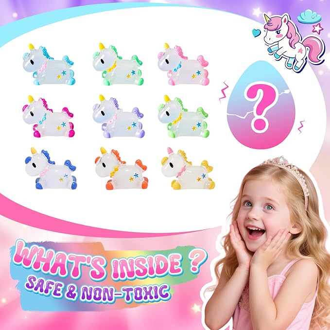 Unicorn Bath Bombs for Girls with Toys Inside, Natural Organic Bath Bombs Gift, Girls Valentines Day Gifts, Birthday Easter Gifts for Girl Easter Basket Stuffers Egg Fillers