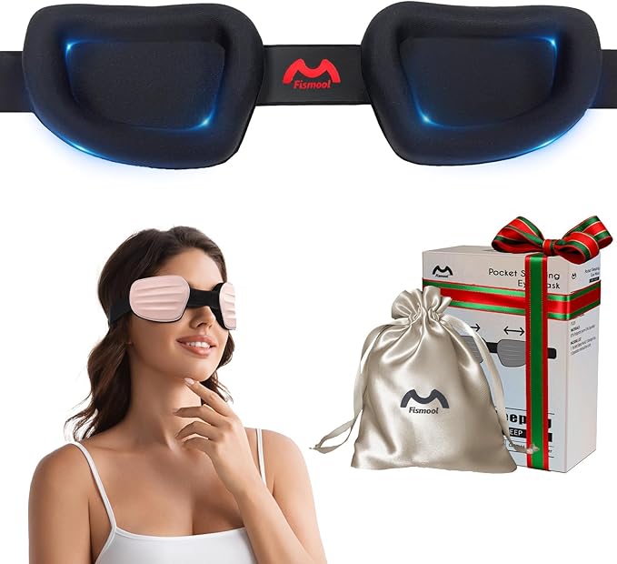 Fismool 100% Blackout Sleep Eye Mask for Women Men, Zero Pressure Sleeping Mask - Sleeping Mask and Eyelash Friendly Night Blindfold, Adjustable Ultra Soft Comfortable for Dry Eye Mask (Pink)