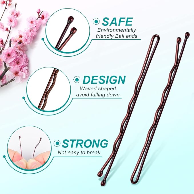 Large Bobby Pins Brown,MORGLES 2.75" Jumbo Hair Pins Brown Long bobby Pins for Thick Hair for Women Girls with Box-120 count