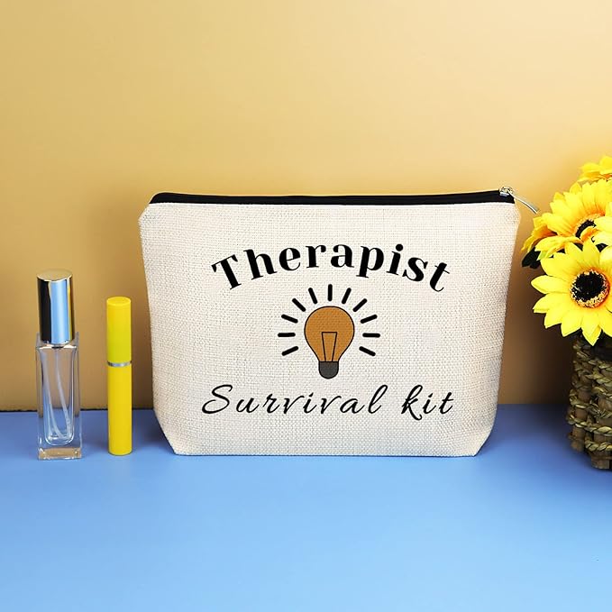 Therapist Gifts Makeup Bag Psychology Therapist Appreciation Gifts Travel Cosmetic Bag Zipper Pouch Birthday Retirement Present for Psychology Psychologist School Counselor Women Graduation Present