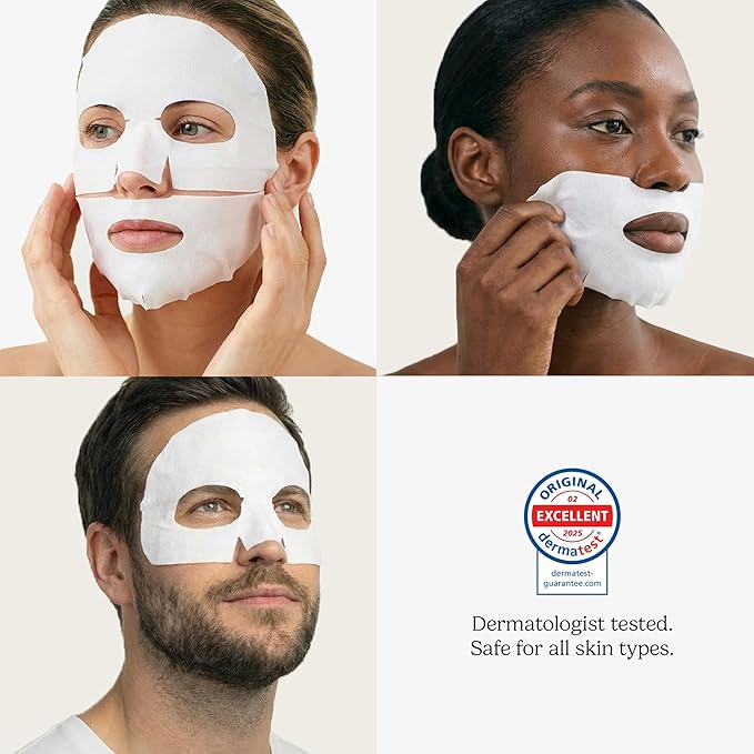 TIMESAVVY Sealing-in-Moisture Mask | No-Slip, No-Drip, No-Mess 15-Minute Triple-Layer Sheet Mask | Niacinamide, Adenosine &Collagen for Hydration,Firming & Glowing Skin | (18gx5ea)