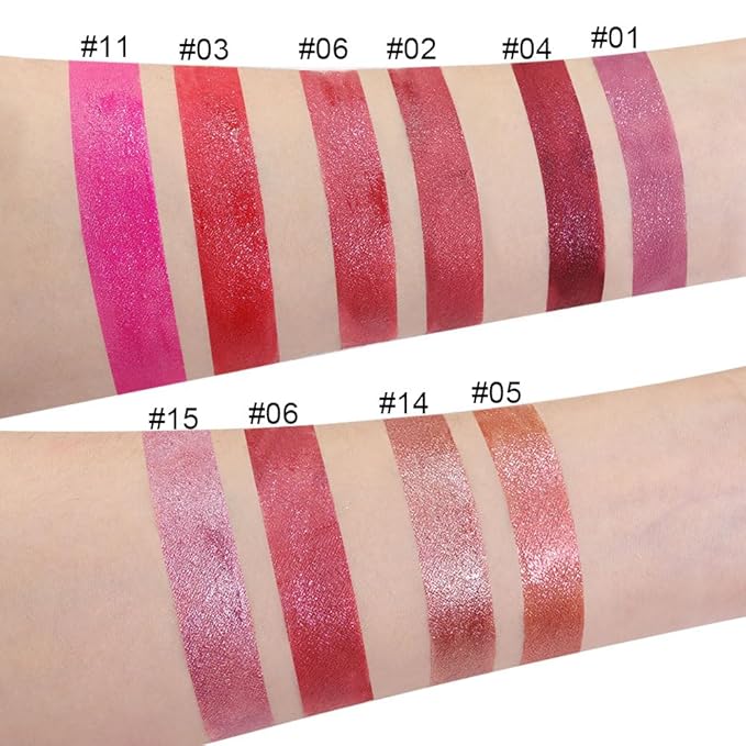 evpct 2Pcs Mauve & Dark Red Matte to Glitter Liquid Lipstick Set Kit for Women Long Lasting Glossy Metallic Shimmer Sparkle Lipstick Lip Gloss 01+04