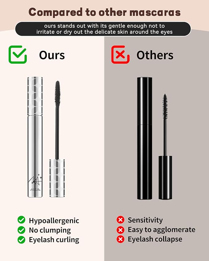 Mascara for Older Women 60 Plus, Black Mascara Volume and Length for Mature Women with Thinning Lashes, Prime Máscara Waterproof Long Lasting Volumizing, Hypoallergenic Máscara for Sensitive Eyes-01