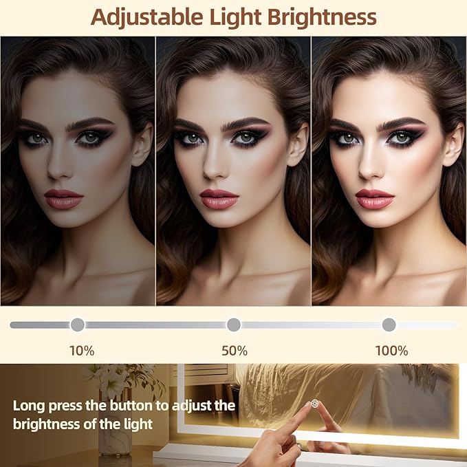 Vanity Mirror with Lights, 24" x 32" Makeup Mirror with 3 Color Modes 5X Magnification & USB/Type-C Charging Port, Large LED Mirror for Bedroom Tabletop & Wall Mounted