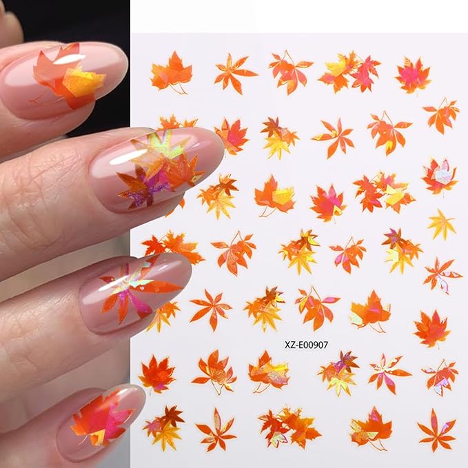 12 Sheets Fall Nail Art Stickers Gold Maple Leaf Nail Stickers Thanksgiving Day Nail Decals Ginkgo Fox Self Adhesive Autumn Nail Art Supplies for Women Girls DIY Manicure Nail Art Decorations