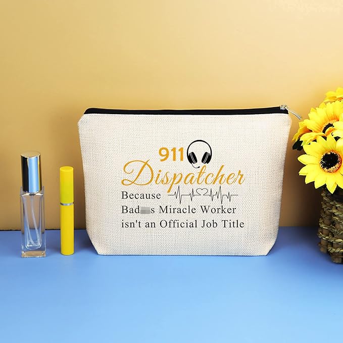 911 Operator Gift Makeup Bag 911 Dispatcher Appreciation Gift EMT Emergency Dispatcher Gifts Cosmetic Bag Pouch Thank You Gift for 911 Operator Dispatcher Birthday Christmas Gift Retirement Gift