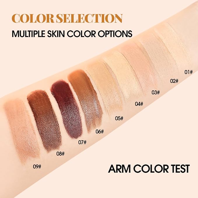 Matte Concealer Foundation Stick with Brush, Serum-Infused Tinted Moisturizer & Skin Tint, Lightweight Hydrating Concealer & Contour, Sheer-to-Medium Radiant Dewy Coverage, All Skin Types (06#)