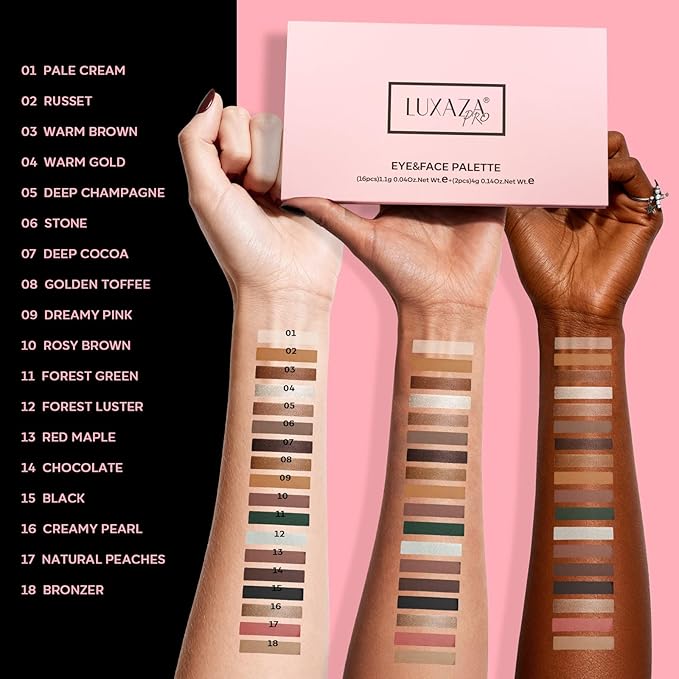 18-Shade Eye Makeup All-in-One Palette, Natural Nude Matte Shimmer Glitter, Long Lasting Baked Makeup Palette for Eye Highlight Blush, Earth Tones