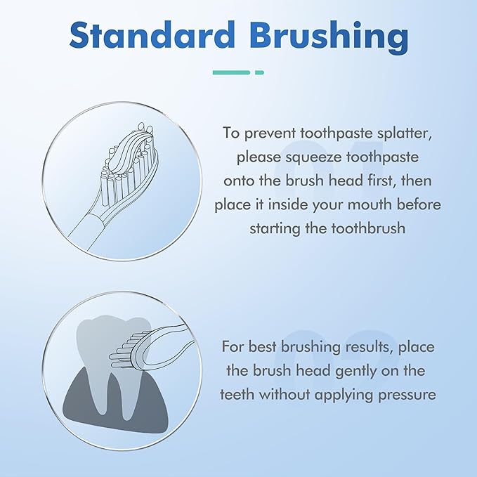 Electric Toothbrush with 8 Brush Heads, Sonic Electric Toothbrush with Fast Charge 4 Hours Last 60 Days, 2-Min & 30s Smart Timer, IPX7 Waterproof (Black)