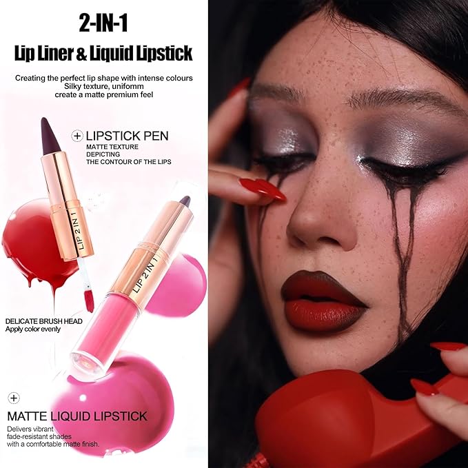 Clear Gloss and Lip Liner Matte Lipstick Lip Combo, Lip Combo Sets for Black Women,2-In-1 Matte Lip Kits , Long Lasting Lipstick Waterproof Lip Combo Set,Lip Kit with Lip Liner and Gloss Makeup #4 | moisturizing Clear