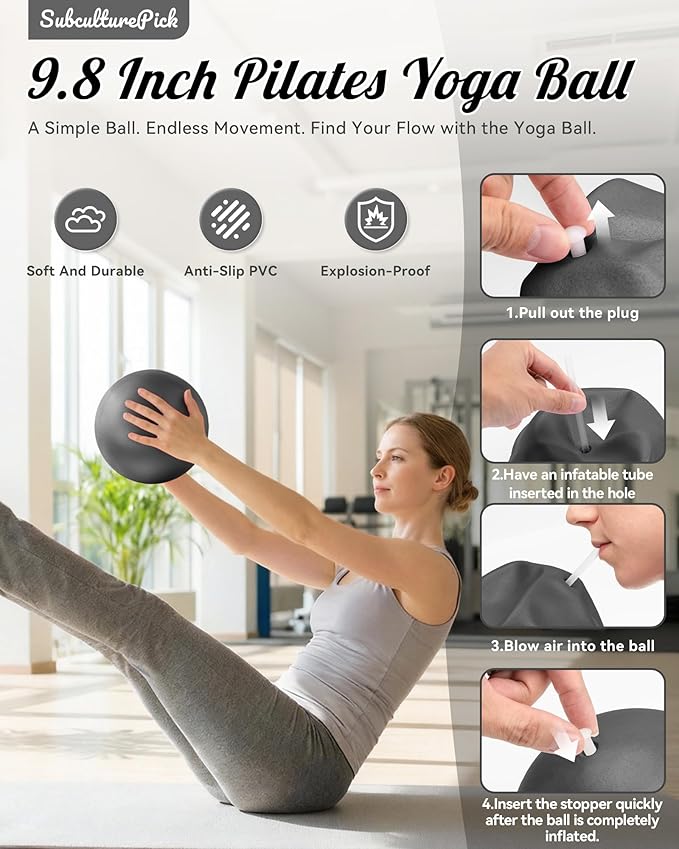 Pilates Ring Set, Home Pilates Kit for Women Pilates Equipment Ring and Ball Set Magic Circle Hoop with 5 Resistance Bands Compact Toning Fitness Essentials Starter Set Accessories