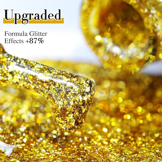 Double Rhythm 15ML Glitter Gel Polish Shimmer Reflective Holographic Color Magnetic for Nail Art Salon DIY at Home (B1126)
