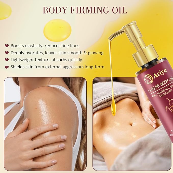 ARIYE Body Firming Oil Glow-Remedy body oil for women,Body Oil After Shower Tightening&Hydrating Treatment for Arms,Legs,Stomach&Body,Natural Firming Oil for Dry Skin,Non-Greasy Body Serum-(4.06 Oz)