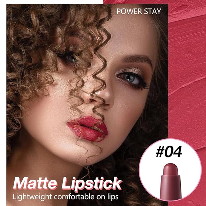 JUAAZIN Cardinal Red Matte Lipstick Crayon - High Pigment Creamy Formula, Waterproof Long Lasting, Smooth Glide Application, Non-Sticklipstick,Ultra Thin Lightweight,Velvet Matte Lip Feel for Women 04