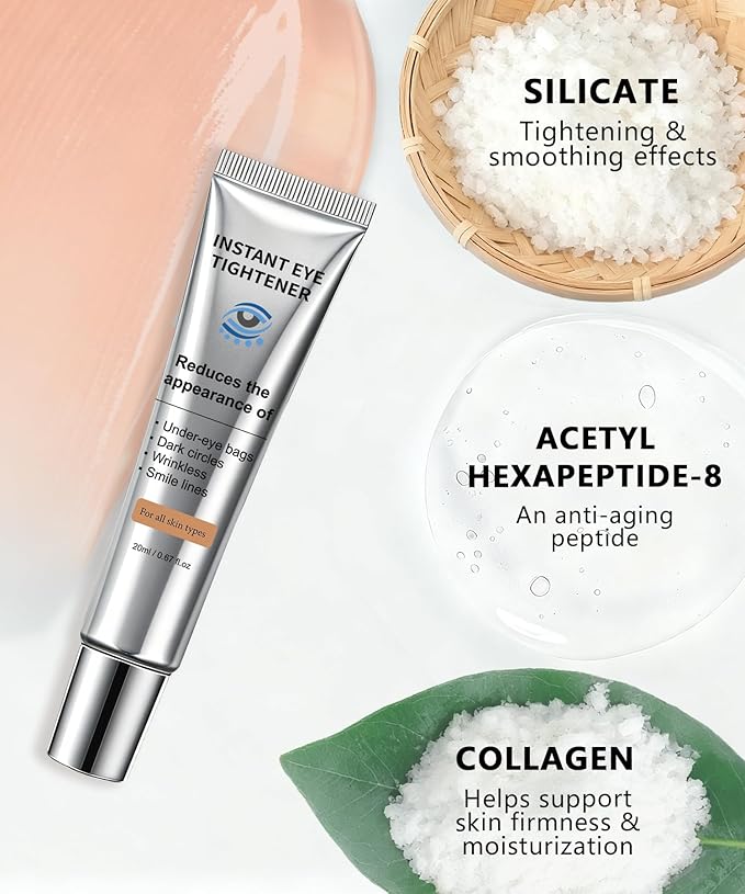 Instant Under Eye Lift Serum - Anti-Aging Formula for Under Bags and Wrinkles, Temporary Eye Tightener Cream Firming Primer Visibly Improves Dark Circles, Fine Lines & Crow's Feet, 1 PC, 0.7 Fl.Oz