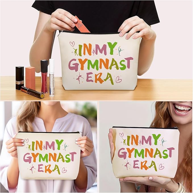 Girlly Gymnast Gifts Makeup Bag: Perfect Cosmetic Bags IN MY GYMNAST ERA Fans Travel Gymnastics Girl For Daughters, Nieces, Girlfriends, Female Coworkers.Ideal Gift for Travel, Weekend Party